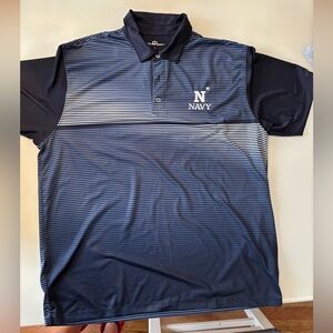 Navy Blue Striped Polo Shirt